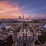 Sheikh Zayed Grand Mosque in Abu Dhabi is the eighth largest mosque in the world and the first in the Middle East in the "Top Attractions" category