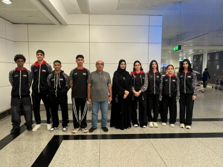 The UAE national team participates with 8 male and female players in the Asian Karate Championship in China