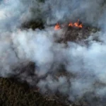 Controlling a fire in the ancient Salah al-Din Citadel in Syria