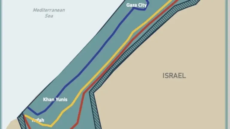 Trump's map shows the initial withdrawal line from Gaza