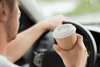 Drinking coffee while driving