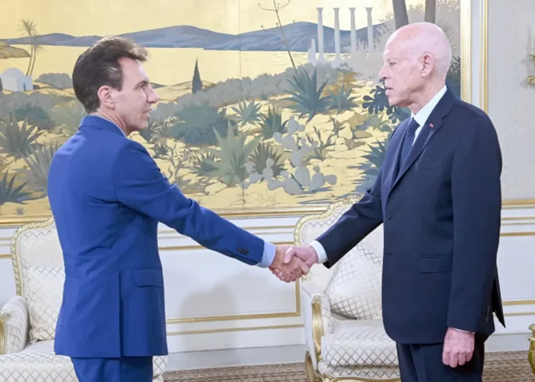 President Kais Saied with the European Union Ambassador to Tunisia