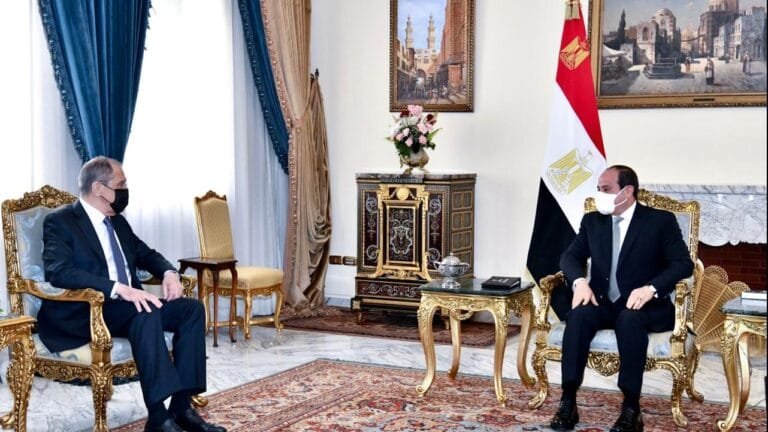 President Sisi receives the Russian Foreign Minister during the Russia-Africa Forum