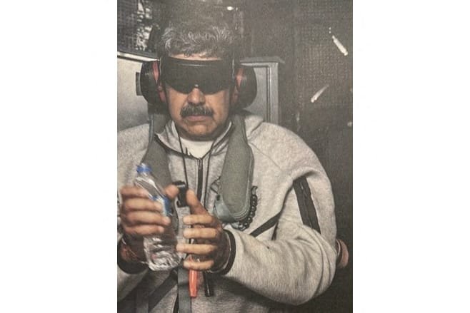 Trump posts humiliating photo of Maduro after his arrest aboard a US warship