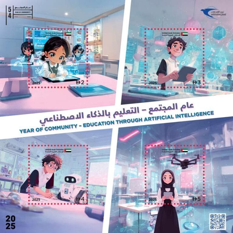 Emirates Post documents the inclusion of artificial intelligence in curricula with commemorative stamps
