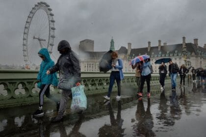 Heavy rain hits Britain and more than 100 flood warnings issued after Storm Gortie